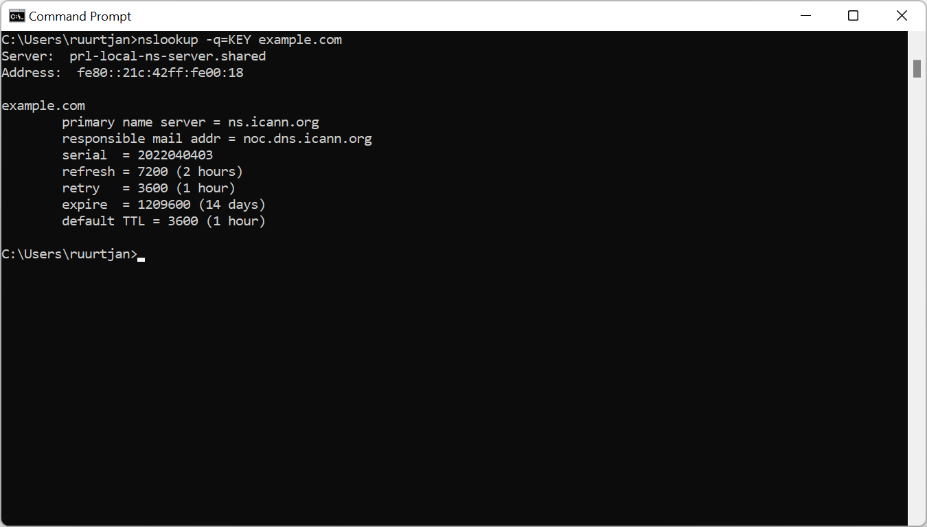 KEY lookup in Windows
